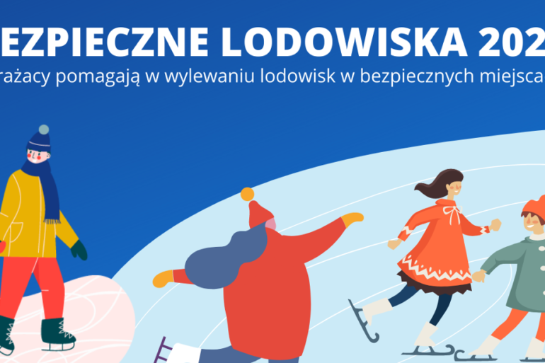 Dzieci jeżdżące na łyżwach na lodowisku